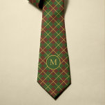 Christmas tartan red green gold monogrammed tie<br><div class="desc">Christmas elegant vintage traditional style plaid tartan necktie for him with a classic red,  green,  and gold pattern and a personalized monogram name initial letter.</div>