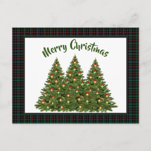 Christmas Tartan with Holiday Tree Postcard