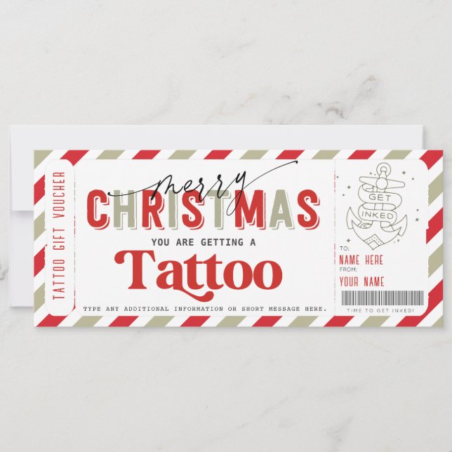 Christmas Tattoo Gift Voucher Template Idea (Front)