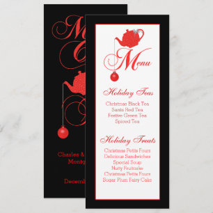 Christmas Tea Custom Menu Red Lace Invitation