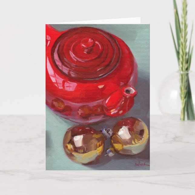 "Christmas Tea" Holiday Art Card, Blank (Front)