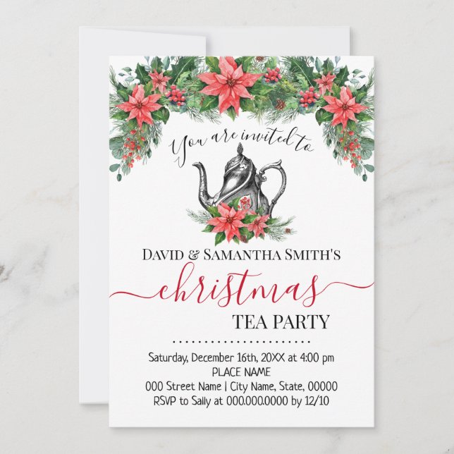 Christmas Tea Party Holiday Tea Party Card (Front)