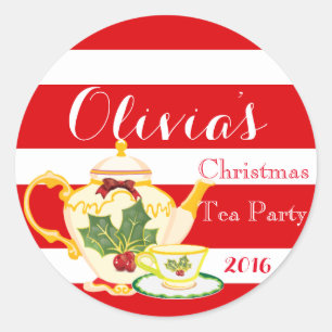 Christmas Tea Party Invitation Sticker Favour