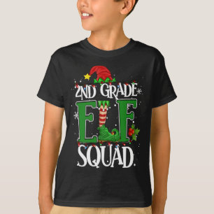 Christmas Teacher 2nd Grade Elf Squad Xmas Lights  T-Shirt