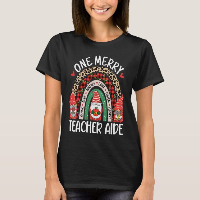 Christmas Teacher Aide  Gnomes Assistant Teacher T-Shirt (Front)