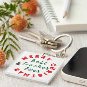 Christmas Teacher Appreciation Quote Typography Keychain
