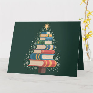 Christmas Teacher Books Tree Xmas Reading Holiday Card