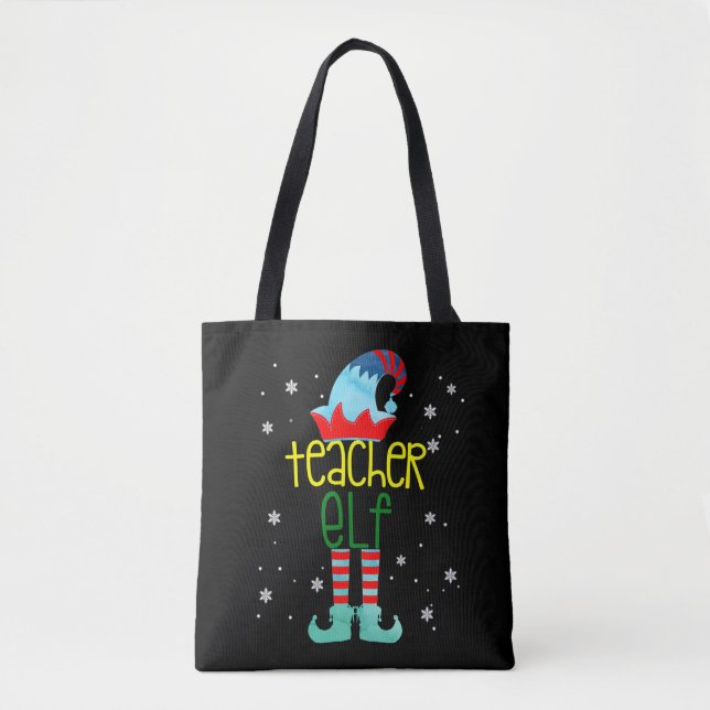Christmas Teacher Canvas Xmas Tote Bag (Front)