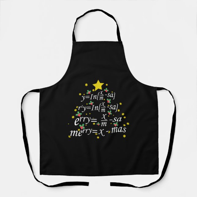 Christmas Teacher - Christmas Math Teacher Tree  Apron (Front)