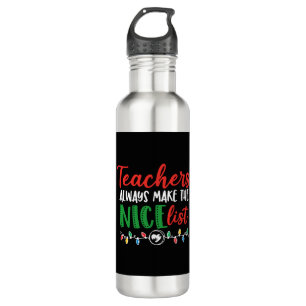 Christmas teacher, christmas nice list  710 ml water bottle