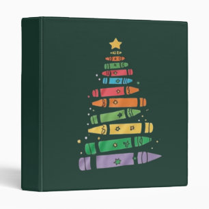 Christmas Teacher Crayon Tree Cute Xmas Lights  Binder