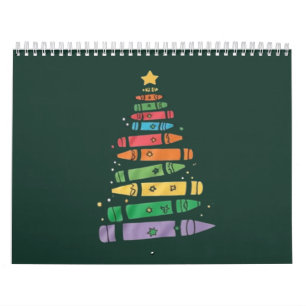 Christmas Teacher Crayon Tree Cute Xmas Lights  Calendar
