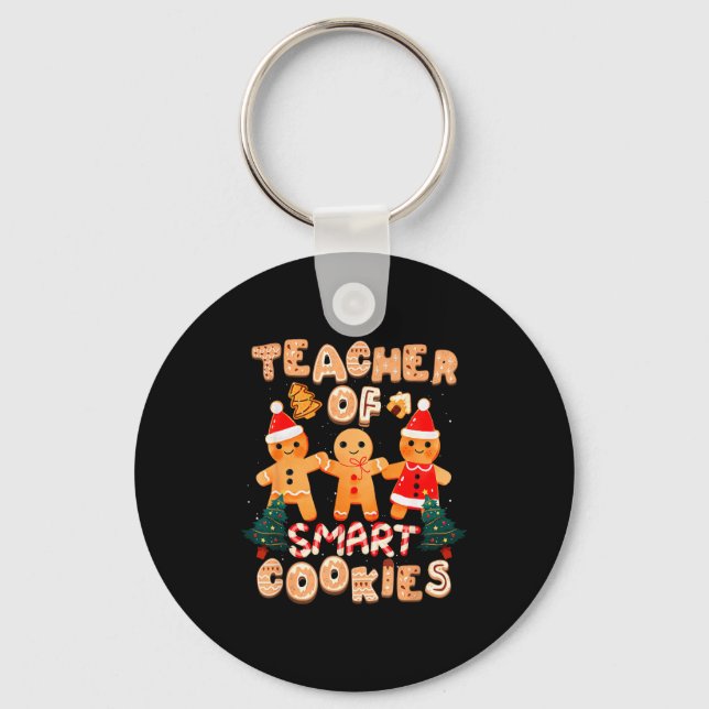 Christmas Teacher Cute Gingerbread Cookies Funny H Keychain (Front)