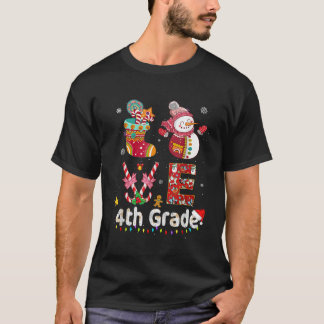 Christmas Teacher Love 4th Grade Snowman Xmas Sant T-Shirt