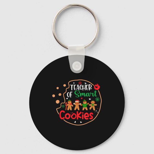 Christmas Teacher Of Smart Cookies Funny Cute Ging Keychain (Front)