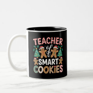 Christmas Teacher Of Smart Cookies Gingerbread Two-Tone Coffee Mug
