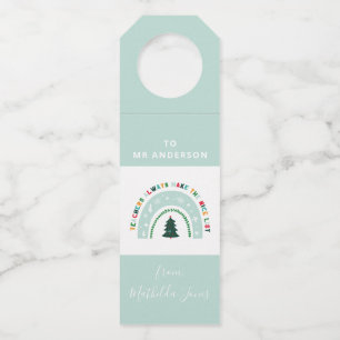 Christmas teacher rainbow nice list cute gift  bottle tag
