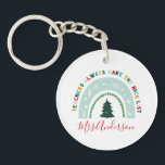 Christmas teacher rainbow nice list cute gift keychain<br><div class="desc">Christmas rainbow teachers are always on the nice list cute holiday keychain gift.</div>