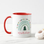 Christmas teacher rainbow nice list cute gift mug<br><div class="desc">Christmas rainbow teachers are always on the nice list cute mug gift.</div>
