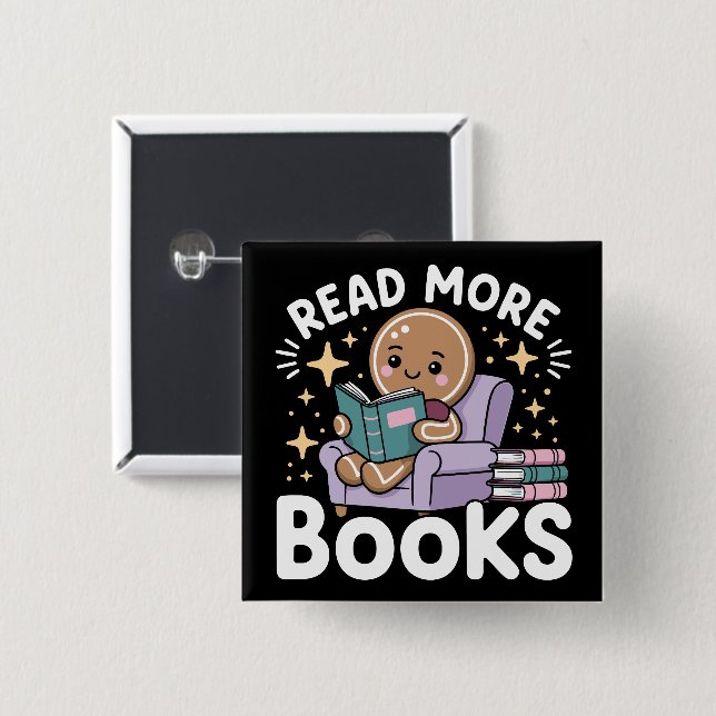 Christmas Teacher Read More Books Funny  2 Inch Square Button (Front & Back)