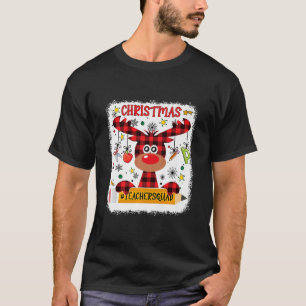 Christmas Teacher Squad Cute Red Plaid Reindeer Sn T-Shirt