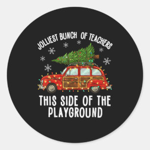 Christmas Teacher Squad Festive Car Tree Lights Xm Classic Round Sticker
