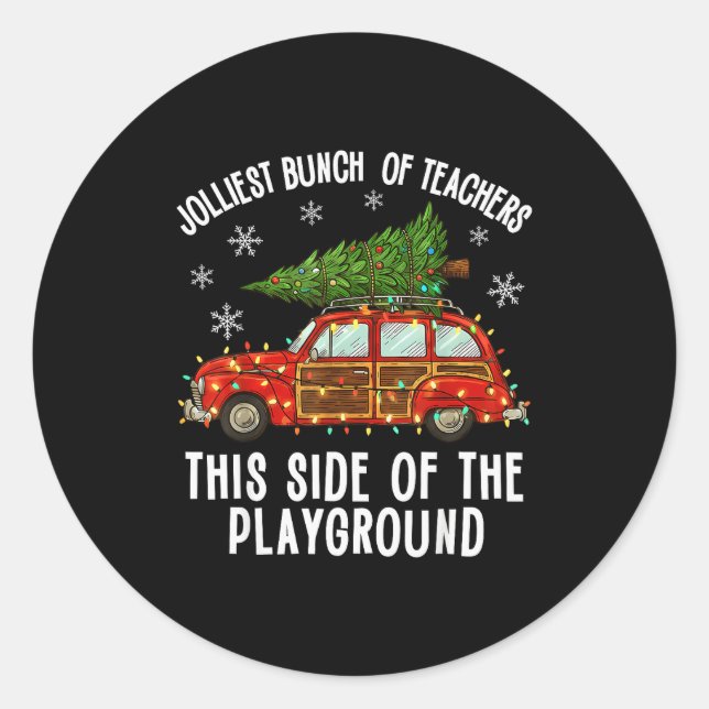 Christmas Teacher Squad Festive Car Tree Lights Xm Classic Round Sticker (Front)