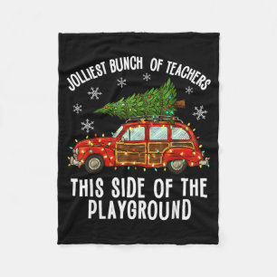 Christmas Teacher Squad Festive Car Tree Lights Xm Fleece Blanket