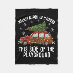 Christmas Teacher Squad Festive Car Tree Lights Xm Fleece Blanket