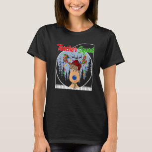 Christmas Teacher Squad Reindeer Santa Hat Teacher T-Shirt