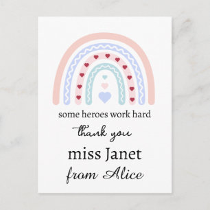 Christmas Teacher Thank You personalized Hero Gift Postcard