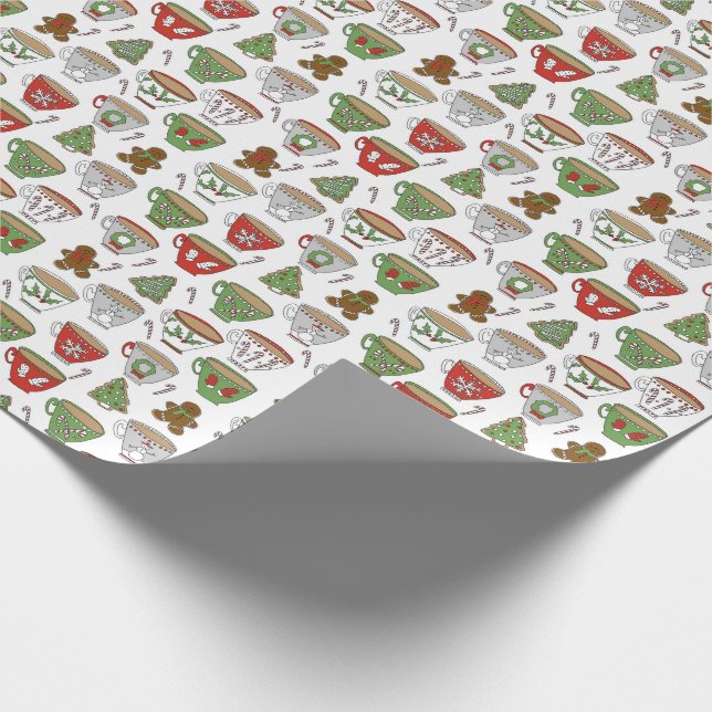 Christmas Teacups Holiday gift wrap (Corner)