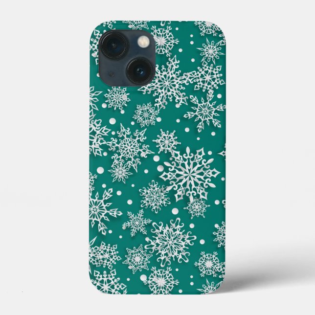 Christmas teal green snowflake tiled pattern  Case-Mate iPhone case (Back)
