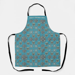 Christmas Teal Personalized Snowflake pattern Apron