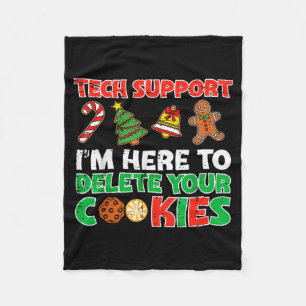 Christmas Tech Support Delete Cookies Funny Xmas M Fleece Blanket