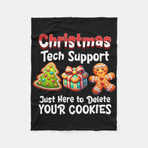 Christmas Tech Support Here To Delete Cookies Men Fleece Blanket