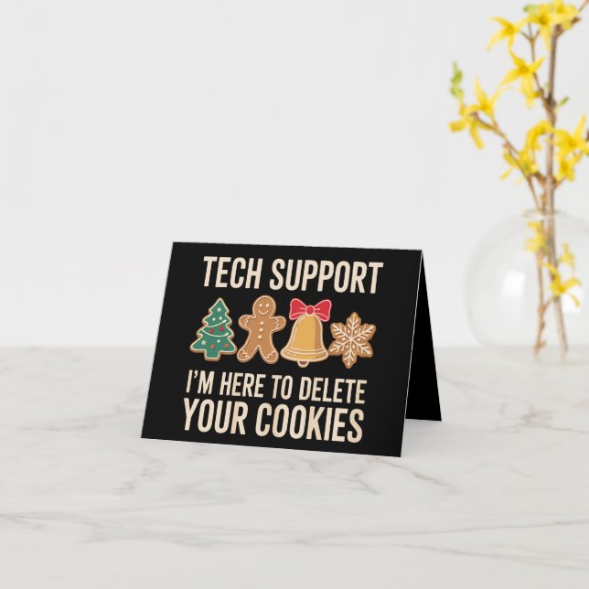 Christmas Tech Support Here To Delete Cookies Xmas Card (Yellow Flower)
