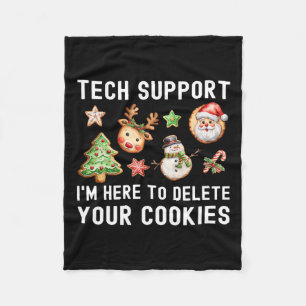 Christmas Tech-support Here To Delete Cookies Xmas Fleece Blanket