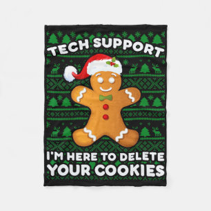 Christmas Tech Support Here To Delete Cookies Xmas Fleece Blanket