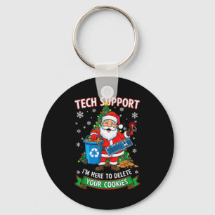 Christmas Tech Support Here To Delete Funny Cookie Keychain