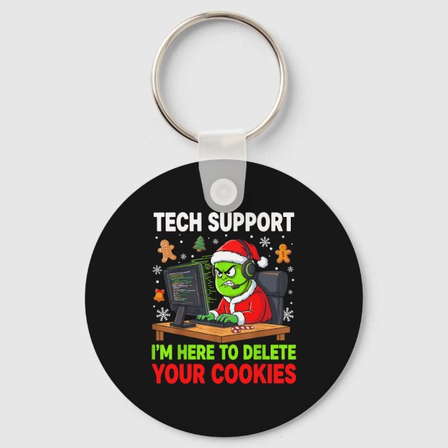 Christmas Tech Suprt Here To Delete Cookies Holida Keychain (Front)