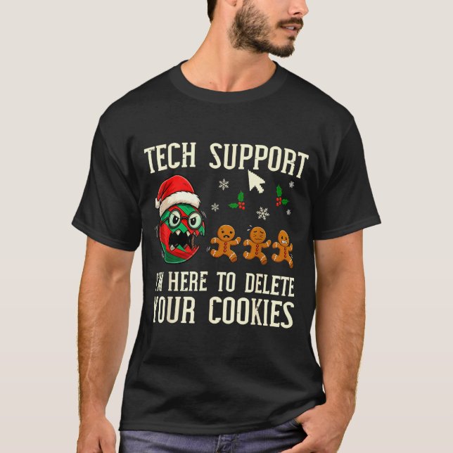 Christmas Tech Suprt Here To Delete Cookies It Men T-Shirt (Front)