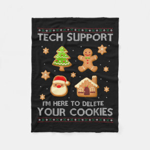 Christmas Tech Suprt Here To Delete Cookies Ugly S Fleece Blanket