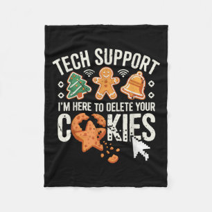 Christmas Tech Suprt Here To Delete Cookies Xmas M Fleece Blanket