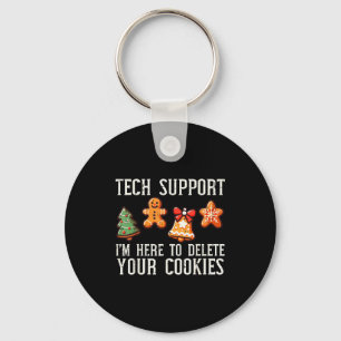 Christmas Tech Suprt Here To Delete Cookies Xmas M Keychain