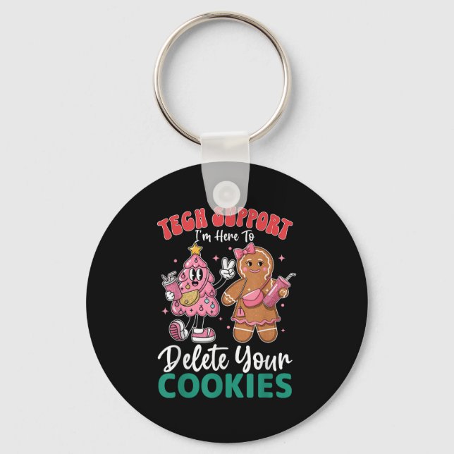 Christmas Tech-suprt Here To Delete Cookies Xmas M Keychain (Front)