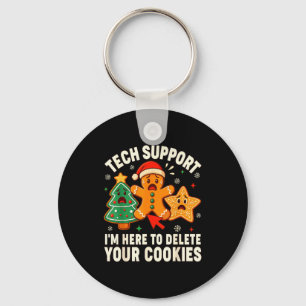 Christmas Tech Suprt Here To Delete Cookies Xmas M Keychain