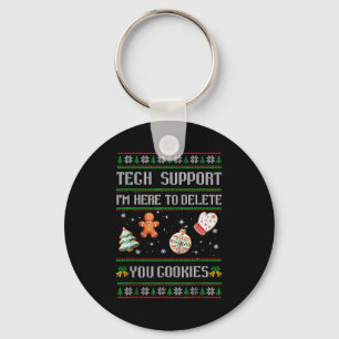 Christmas Tech Suprt Here To Delete Cookies Xmas M Keychain