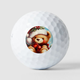 Christmas Teddy Bear (4) Golf Balls
