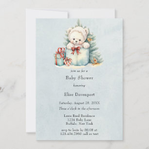 Christmas Teddy Bear Baby Shower Invitation